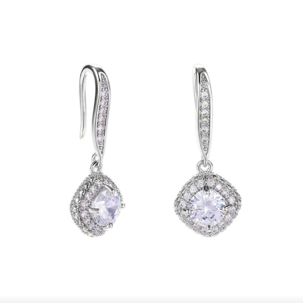 Elegant Silver Crystal Drop Earrings - Picture 3 of 4